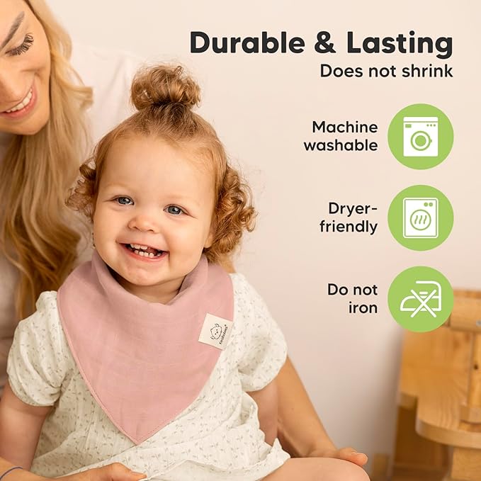 8-Pack Muslin Baby Bibs for Boys, Girls - Muslin Bandana Drool Bibs for Baby Girl & Boy, Drooling Newborn, Teething Toddler, Infant 0-36 months, 100% Cotton Extra Absorbent & Soft (Lavender)