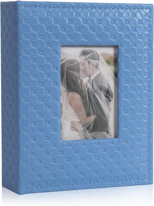 RECUTMS 200 Pocket Photo Albums 4x6 Small PU Leather Cover Wedding Family Baby Anniversary Graduation Travel Personalized Blue