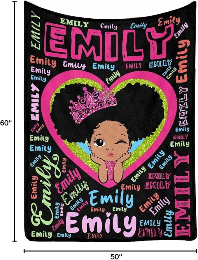 Custom Name Baby Blanket Cute Princess Gift Personalized Name Throw Blanket for Boys Girl on Birthday Christmas Baby Shower