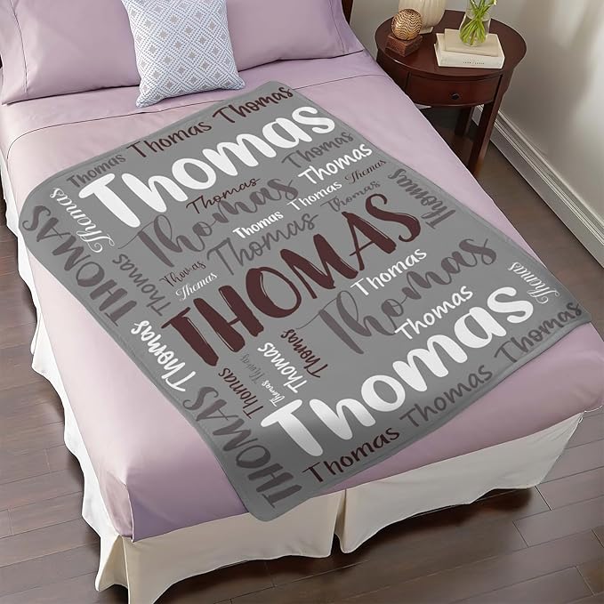 Personalized Custom Baby Blanket with Name for Girls Boys Kids Customized Flannel Blanket for Bed Nursery Room Baby Stroller