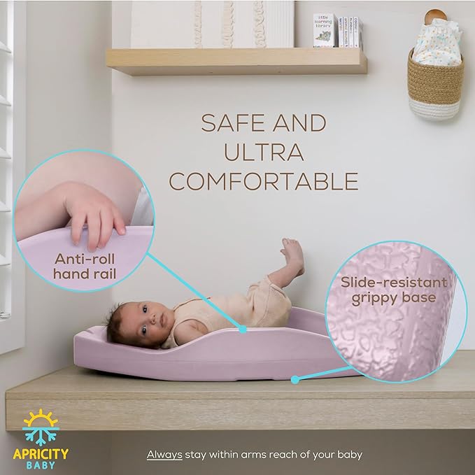 Apricity Baby Diaper Changing Pad – Waterproof Wipe-Clean Foam Changing Mat with Raised Sides, Non-Slip Base & Portable Design, Extra-Large 31.5” × 19.7” for Newborn to Toddler (Pink)
