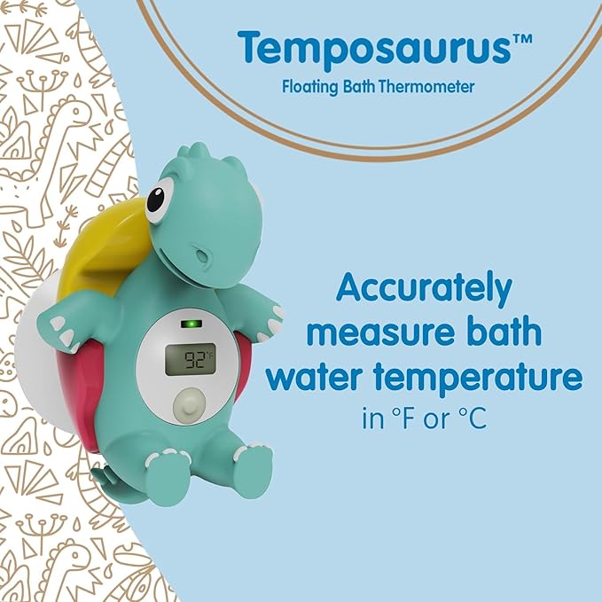 Dr. Brown’s CleanUp Temposaurus Floating Bath Thermometer and Dino-Pour Bath Rinse Cup