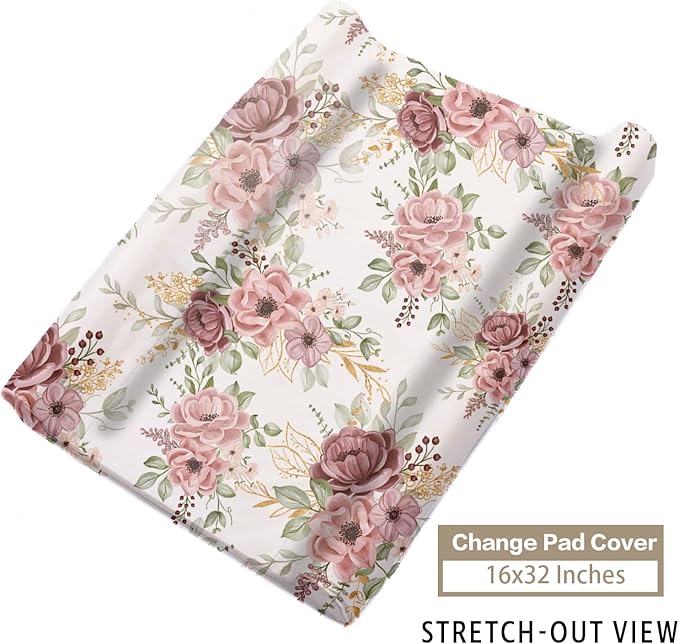 Custom Name Crib Bedding Set - Flower Highland Cow Pattern, Personalized Nursery Bedding 3-Piece Set– Soft Blanket, Fitted Sheet, Changing Pad Cover – for Newborns Girls Nursery Gifts