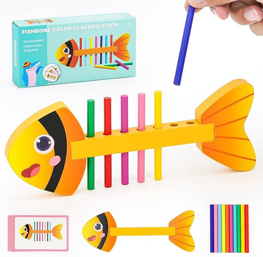 Montessori Wooden Color Sorting Toys for 3+ Year Old, Sensory Matching Game, Preschool Learning Activities Educational, Fine Motor Skill Development Toy Gift for Boys and Girls