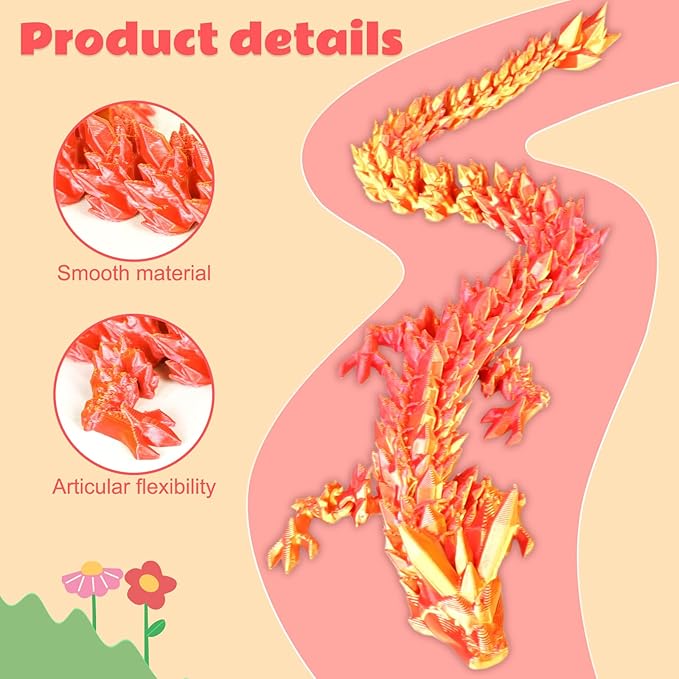 Dragon Eggs with Dragon Inside, 3D Printed Surprise Funny Gifts for Kids, Articulated Dragon Fidget Toys for Adults, Executive Desk Toys Office Room Décor (Orange Red, M-Size)