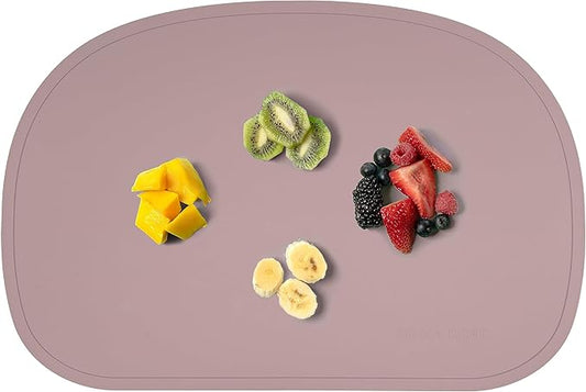 Simka Rose Silicone Baby Placemats That Stick to Table - Non Slip with Raised Edges - For Toddlers and Kids - Dishwasher Safe (Lilac)
