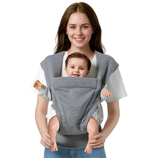 Baby Carrier Newborn to Toddler Baby Wraps Carriers(7-30lbs), Newborn Carrier with Head Support, Infant Holder Carrier with Enhanced Lumbar Support, Light Grey