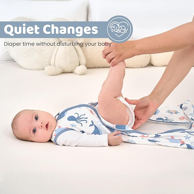 Baby Swaddle Sleep Sack 0-3 Months, Swaddles for Newborns Boy Girl, 3-Way Adjustable Infant Swaddle Wearable Blanket with Zipper & Detachable Wrap, 2 Pack Soft Snug Blue Whale