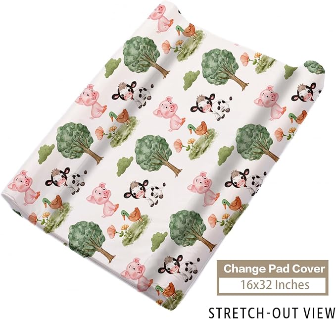 Custom Name Crib Bedding Set - Animal House Design, Personalized Baby Nursery Bedding 3-Piece Set– Soft Blanket, Fitted Sheet, Changing Pad Cover – for Newborns Girls Nursery Gifts