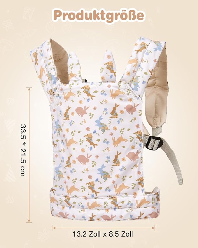 Lictin Baby Doll Carrier, Front and Back Doll Accessories Carrier for Little Girls, with Adjustable Straps for Stuffed Animal Reborn Baby Doll