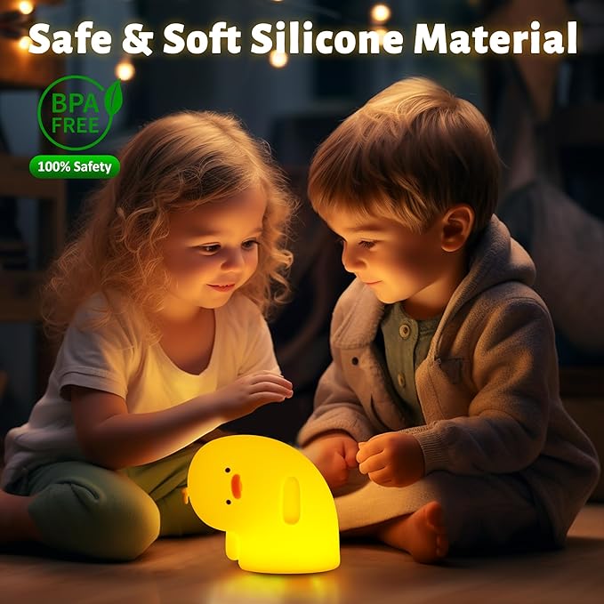 Attivolife Duck Night Light, Silica Gel Nursery Bedside Lamp with Dimmable Rechargeable Timer, Great Decor Piece for Bedrooms, Study, Creative Gift Idea Appeals to Mother Kids Friends Family