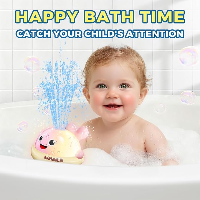 Light up Baby Bath Toys: Whale Bath Toy Sprinkler, Bath Toys for Kids Ages 1-3, Bathtub Outdoor Water Pool Toys for Toddlers 1 2 3 Year Old, Birthday Gift for Boys & Girls