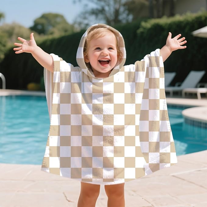 Toddler & Kids Hooded Bath & Beach Towel - Microfiber Wearable Poncho for Bathroom, Pool, Beach