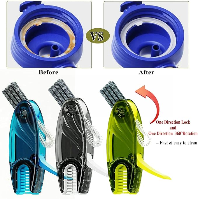 4 in 1 Cup Lid Cleaning Brush Set Multifunctional Bottle Brush Cleaner Tiny Bottle Cup Lid Brush Straw Cleaner Tools Mini Silicone Bottle Cup-Holder Cleaner with Hook Remover Green + Blue