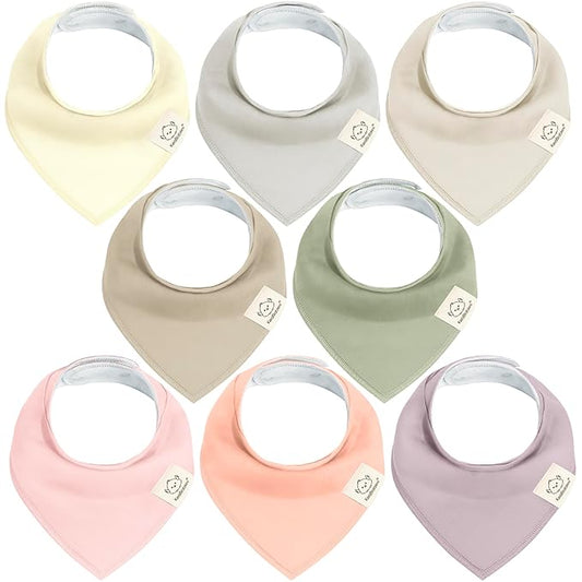 8-Pack Organic Baby Bandana Bibs for Girls - Super Absorbent Triangle Baby Bibs for Drooling and Teething Infant, 100% Cotton Extra Soft for Newborn, Infant 0-36 Months (Embrace)