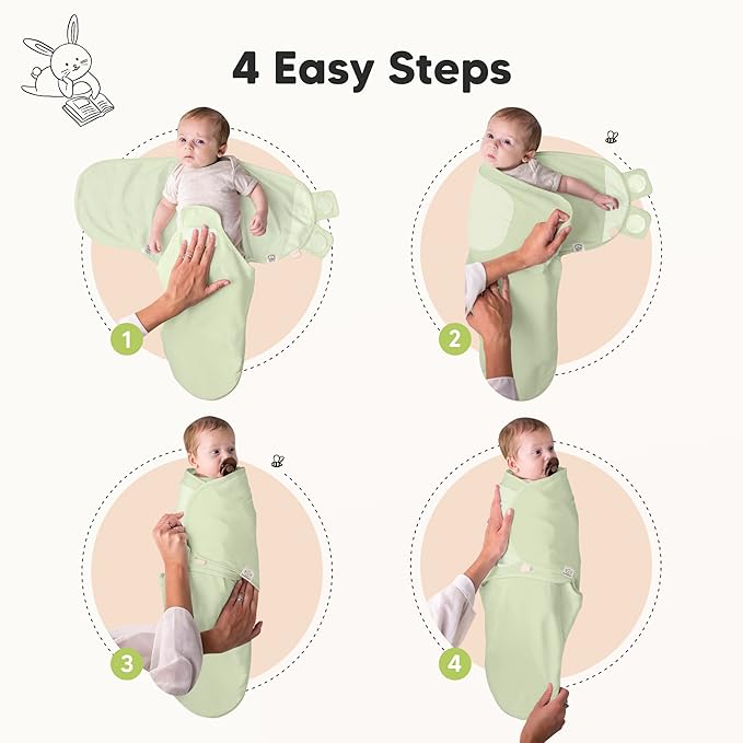KeaBabies 3-Pack Organic Baby Swaddle Sleep Sacks - Swaddles for Newborns, Infant 0-3 Months, Baby Girls, Boys, Soft & Snug Newborn Sleep Sack, Nursery Swaddling Blankets (Ripple)