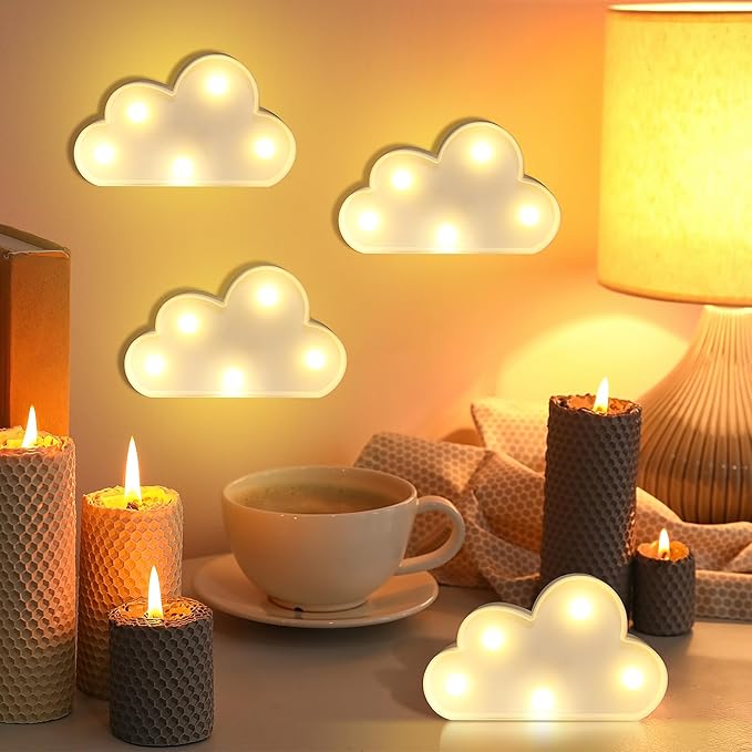 clothmile 6 Pcs LED Cloud Night Light Can Be Hung On The Wall Kids Room Room Light, Suitable for Birthday Party Holiday Decoration Baby Room Nursery Decoration (Clound-6pcs)