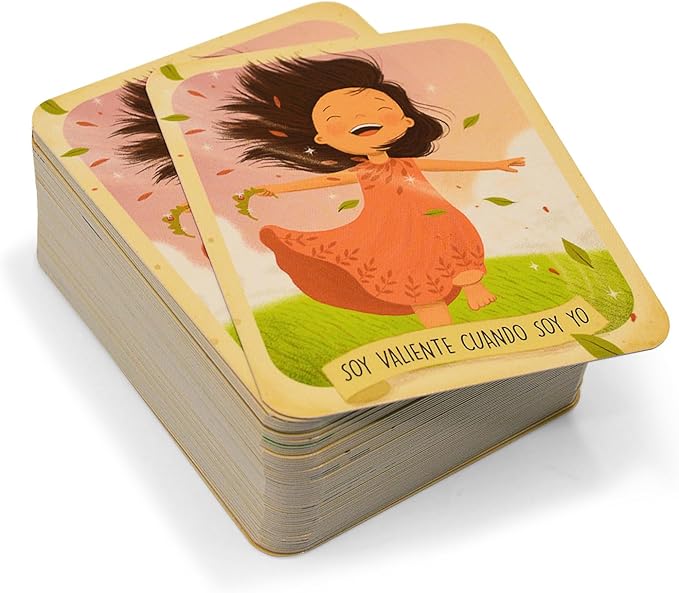 Menique Brilla Memory Matching Game – Spanish Edition – 80 Cards (40 Pairs) with Positive Affirmations for Brave Girls – Mindful Matching Game in Spanish for Confidence and Self-Love