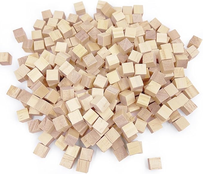 Unfinished Wooden Blocks 1cm, Pack of 500 Small Wood Cubes for Crafts and DIY Home Decor