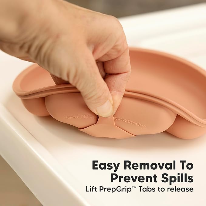 KeaBabies Suction Plates for Baby, Toddler - 3-Pack 100% Silicone Toddler Plates with Suction, Divided, BPA-Free Baby Led Weaning Essentials for Kids, Dishwasher, Microwave Safe, Durable (Terracotta)