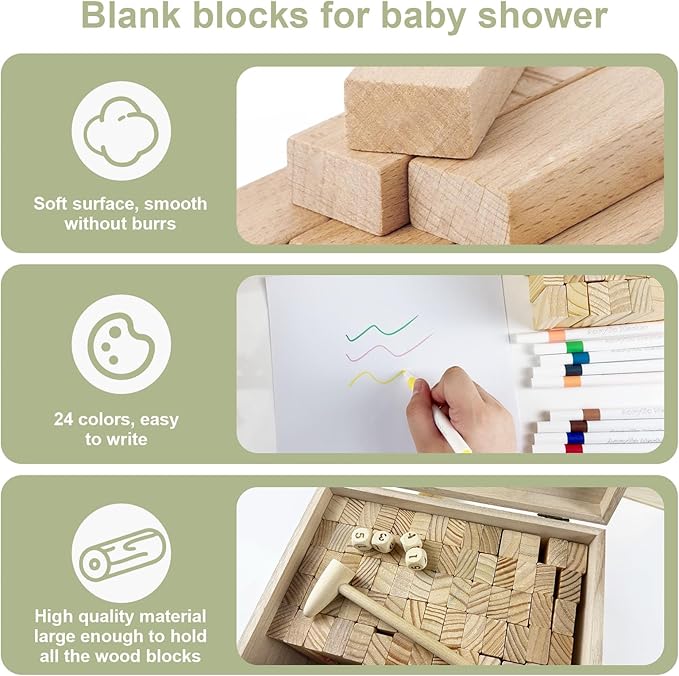 101Pcs Baby Shower Games Blocks to Decorate Kit, Baby Shower Ideas Activities for Stacking, Building & Drawing, Suitable for Boy Girl Party Game, Decorations, Favors