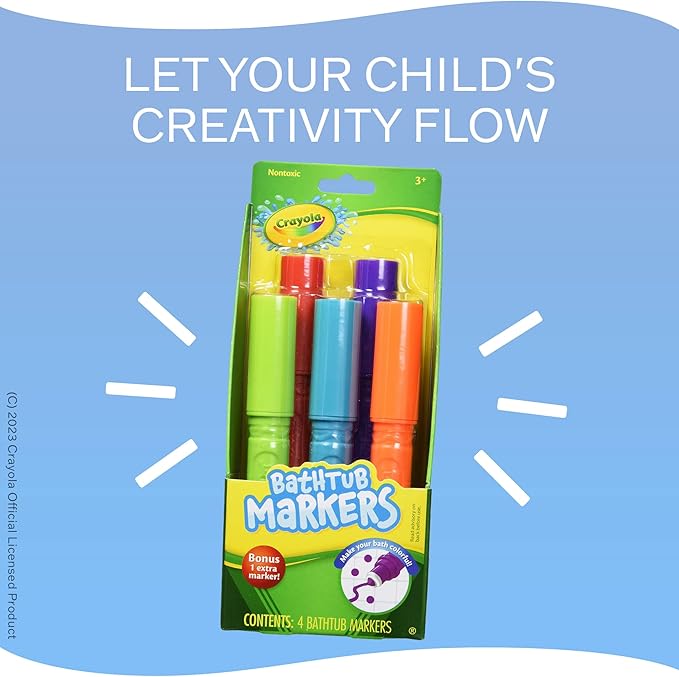 Crayola Taste Beauty Bathtub Markers, Washable Markers for Baths in Green, Red, Blue, Purple, and Orange