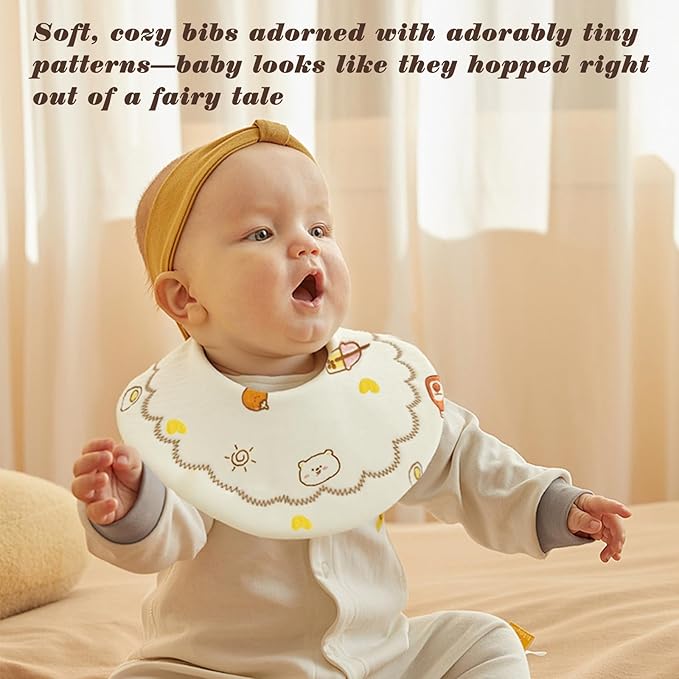 EllieHouse Baby Bibs for Girls Boys 8 Pack Muslin Drool Teeth Drooling Teething Bibs Muslin Cotton for Toddler Infant
