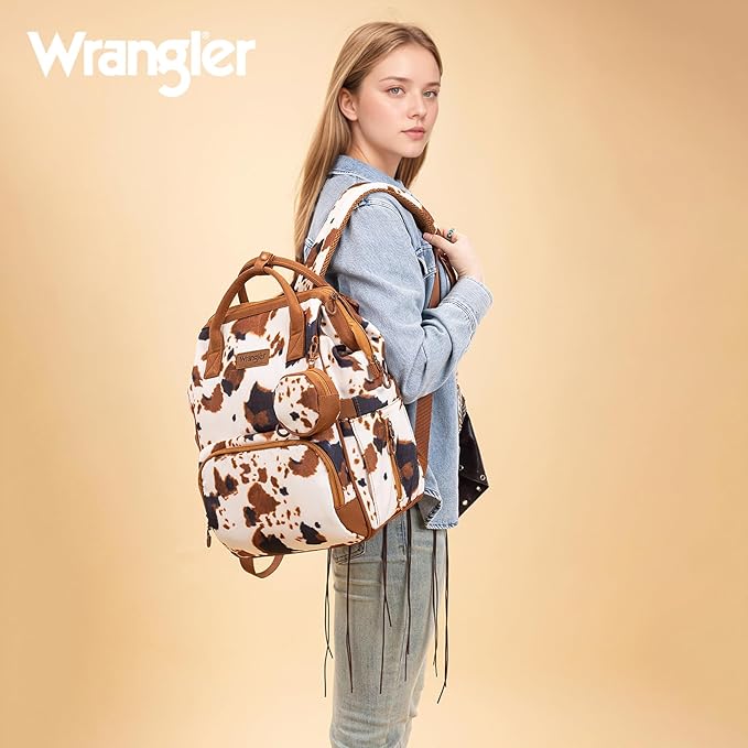 Wrangler Diaper Bag Backpacks Western Backpack Purses Multi-function Baby Bags for Mom with Waterproof Changing Pad & Pacifier Case
