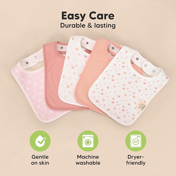 KeaBabies 8-Pack Organic Baby Bibs for Boys, Girls - Super Absorbent Cotton Drool Bibs for Baby Girl & Boy, Teething Toddler, Drooling Newborn, Ultra Soft & Machine Washable (Butterflies)