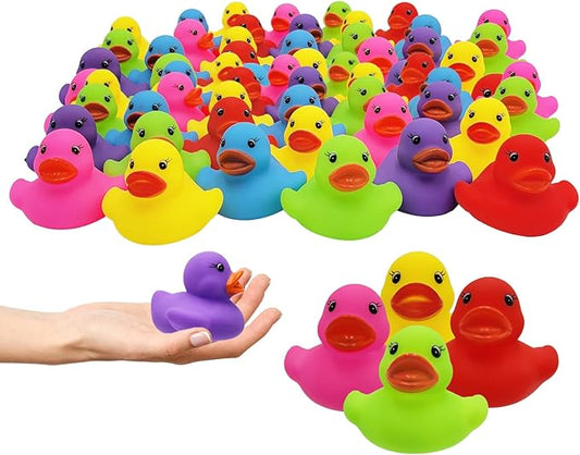 The Dreidel Company Classic Rubber Duck Toy Duckies for Kids, Six Solid Colors, Bath Birthday Gifts Baby Showers Classroom Summer Beach and Pool Activity, 2" (500-Pack)