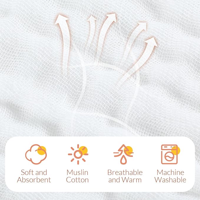 VitalCozy 8 Pcs Baby Muslin Hooded Bath Towels and Washcloths, 32 x 32 Inch Muslin Cotton Absorbent Hooded Blankets for Gift Newborn Infant Shower (Grey, Blue)