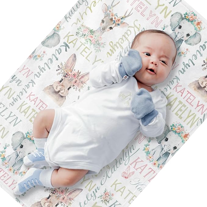 Personalized Baby Blanket - Custom With Name for Girls and Boys, Super Soft Plush Fleece, Personalized Gifts for Newborn