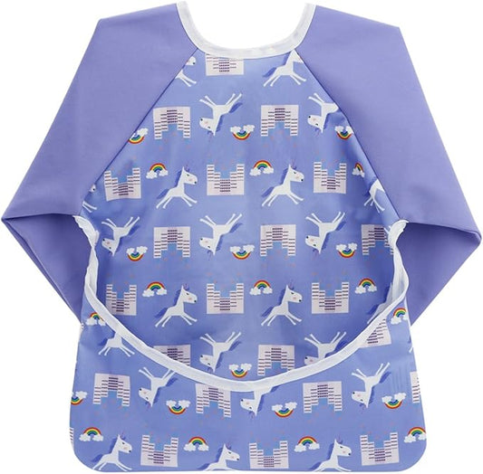 Infant Toddler Baby Waterproof Sleeved Bib, Bib with Sleeves&Pocket, 6-24 Months