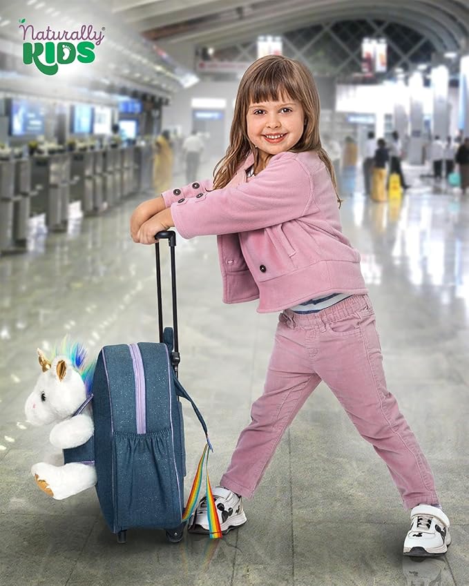 Toddler Luggage for Girls w Unicorn Toys, Kids Rolling Backpack for Girls, Toddler Suitcase, Gifts for 3 4 5 6 Year Old