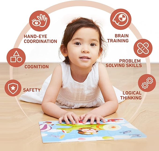 TOI Leveled Puzzles for Kids Aged 5 and Up, Toddler Puzzle Preschool Learning Jigsaw Puzzles, Large Pieces Educational Game for Boys Girls, Classic Education Step 6