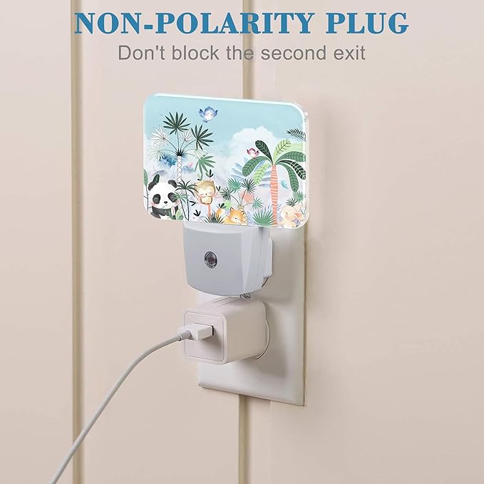 Cute Cartoon Animals Night Light for Kids Girls Boys, Animals Baby in Forest LED Night Light Plug into Wall with Dusk to Dawn Sensor for Bedroom, Hallway, Kitchen, Bathroom, Stairs Decor