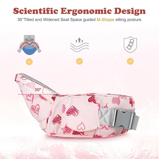 Baby Hip Carrier - Adjustable Waistband & Hip Seat for Newborn-Toddler (Up to 66 Lbs) with Pockets for Parents