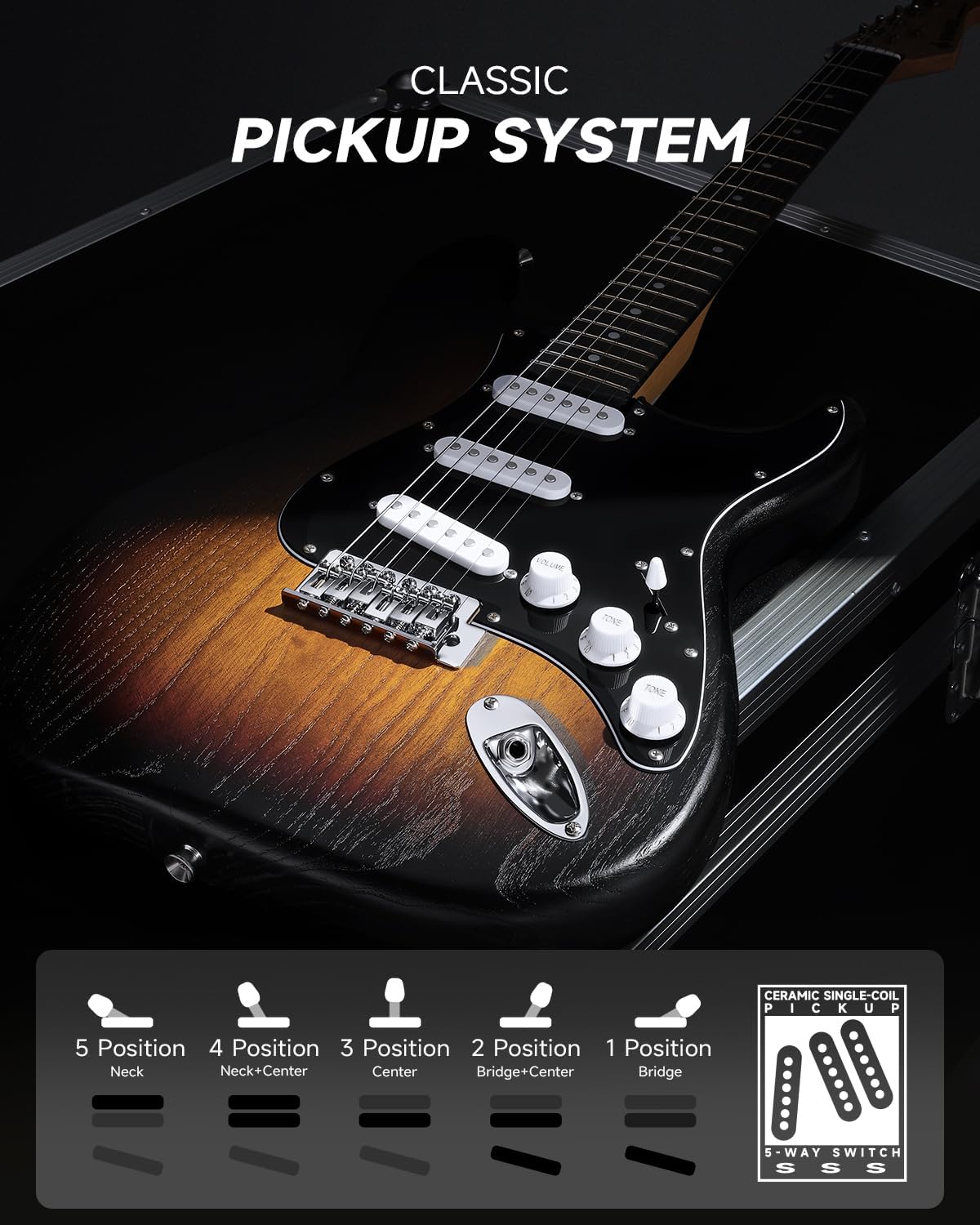 DONNER DST-80 Electric Guitar 39” Beginner Electric Guitar Kit with Amp, Classic SSS Pickup Complete with Gig Bag, Tuner, Capo, Strap, Picks, and Free Online Lessons, Red Tea Burst