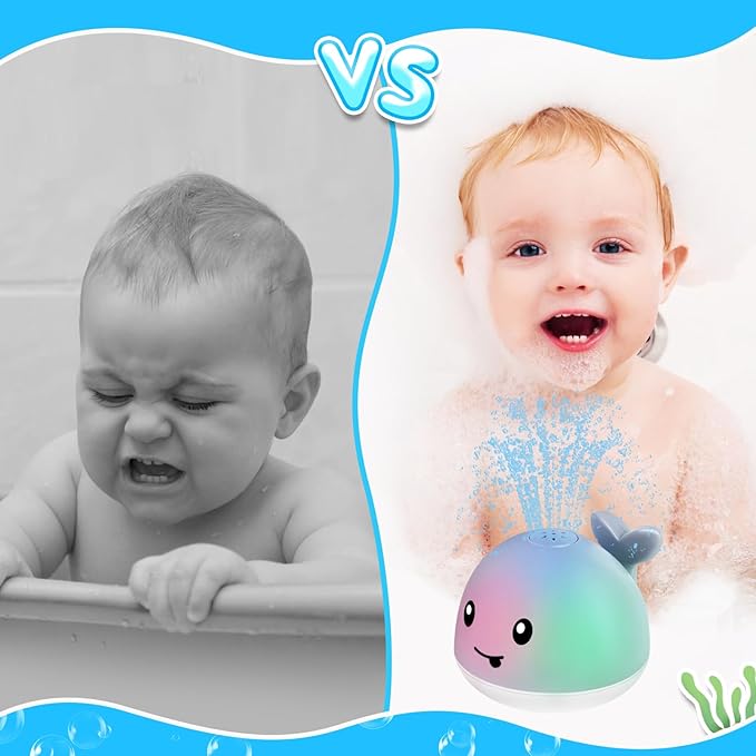 Baby Bath Toys, Toddler Bath Toys for Kids Ages 1-3, Christmas Stocking Stuffers 1 2 3 Year Boy Girl Gifts, Infant Baby Toy 6-12-18 Months, Light Up Whale Bath Toy Sprinkler Bathtub Water Toy