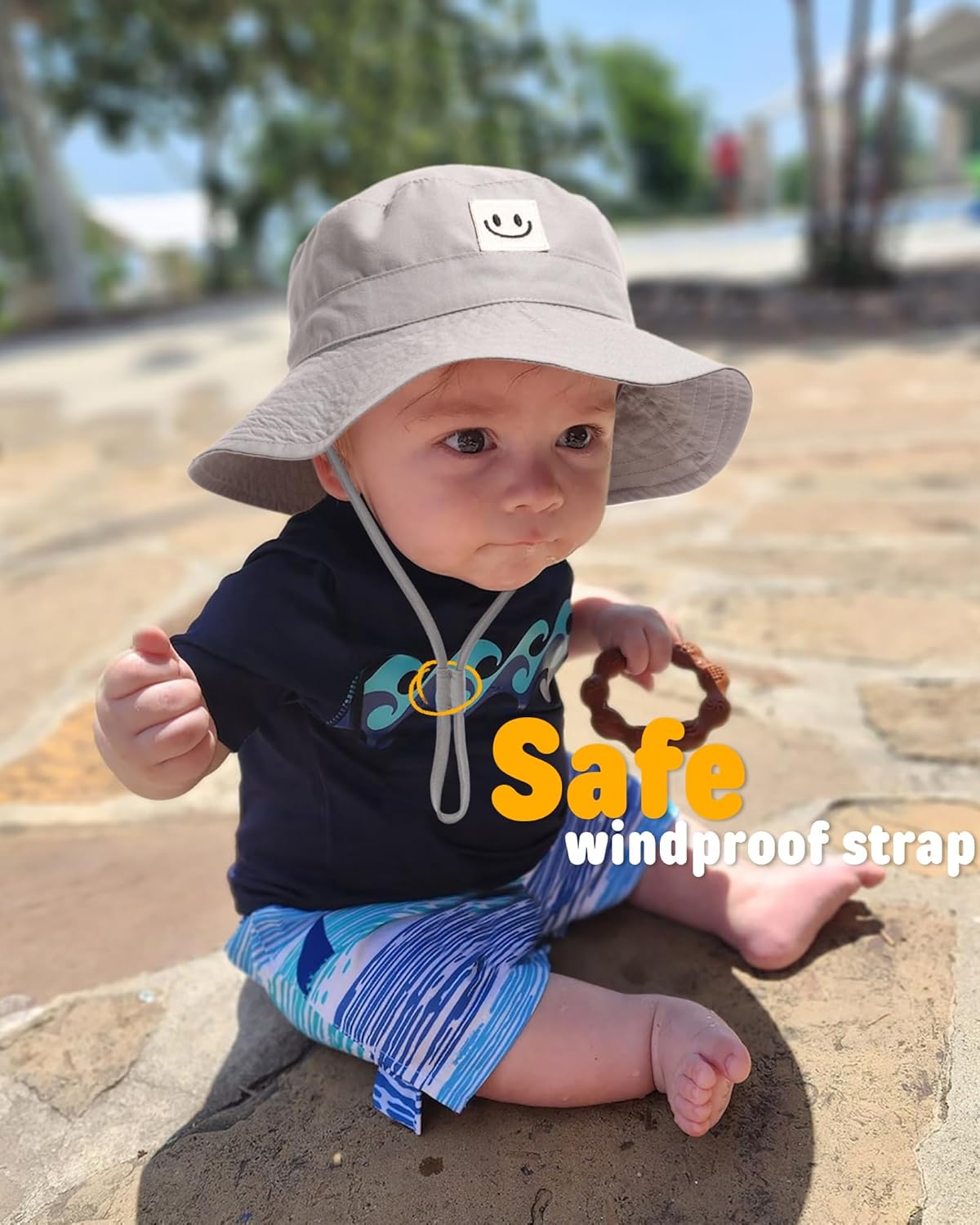FURTALK Baby Sun Hat Smile Face Toddler Boys Girls Bucket Hat 0-5 Years Kids UPF 50+ Sun Protection Summer Hats
