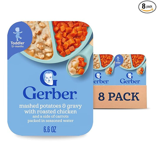 Gerber Mealtime for Toddler Mashed Potatoes & Gravy with Roasted Chicken & Carrots, 6.6 Ounce (Pack of 8)