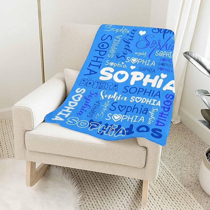 Artsadd Custom Baby Blankets for Girls & Boys with Name, Personalized Name Blankets for Adults & Kids - Ideal for Christmas, Birthday, Infant to Toddler - Customized for Daughter, Son & Newborn
