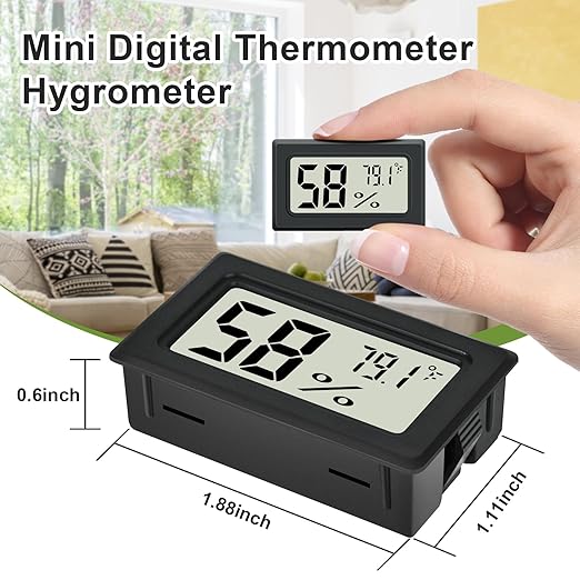 Humidity Meter Indoor Thermometer 6-Pack Mini Digital Thermometer Hygrometer Indoor Temperature Humidity Meters Gauge LCD Display Fahrenheit (℉) for Humidors, Greenhouse, Reptile Tank, Cellar, Closet