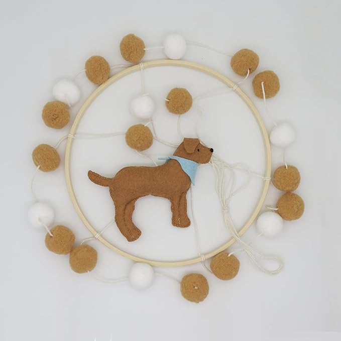 Baby Crib Mobile for Boys Girls Dog theme Baby Mobile for Crib Mobile for Bassinet with Felt Ball, White-blue