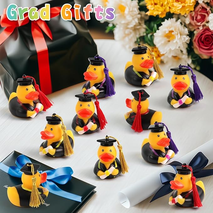 Graduation Ducks Class of 2025 - 36Pc Rubber Ducks with Grad Cap Diploma,College Student Son Daughter School Graduation Gifts Party Favor,Funny Cute Bulk Toys for Her&Him