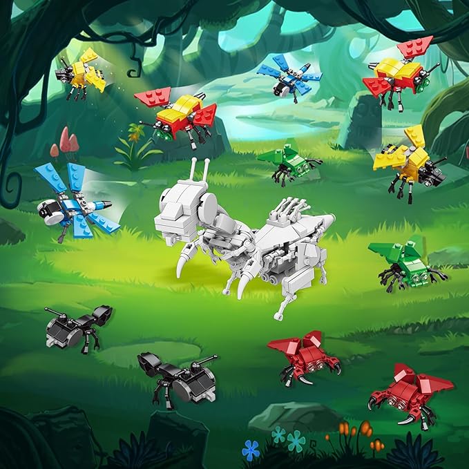 Mini Building Block Sets, 12PCS Insects Building Blocks, 6 in 1 STEM Toys Eggs Building Sets, Party Favors for Kids Goodie Bags Prizes/Birthday Gifts