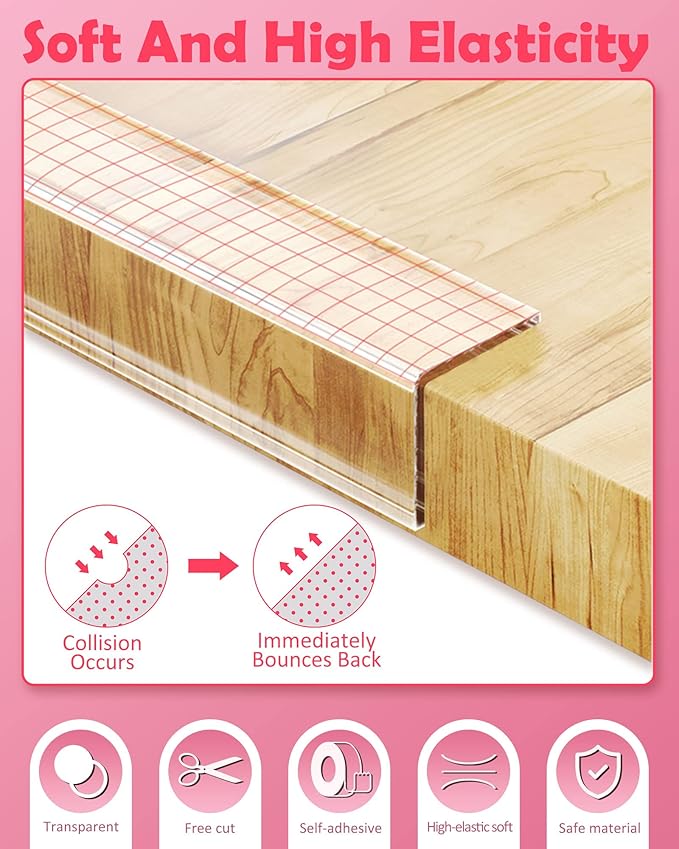 Baby Proofing, Clear Edge Protector Strip, Soft Corner Protectors for Kids, Baby Child Safety Corner Guards for Furniture Against Sharp Corners for Tables, Drawers, Sink, Wall 1.2in x 3.3ft