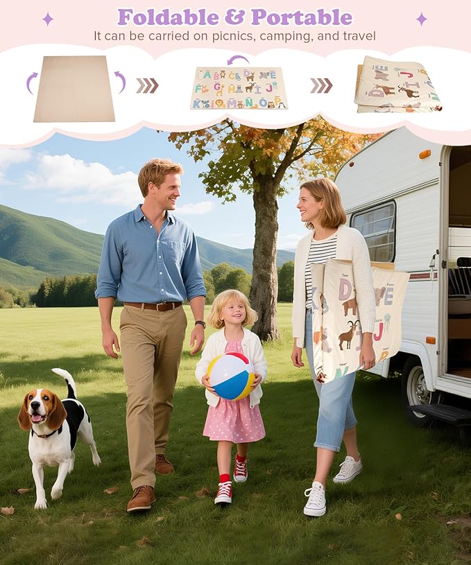 59x59Inch Baby Mat for Floor,1.2Inch Thick Foam Crawling Mat for Babies,Waterproof Floor Cushioned,Kids Playroom Playmat,Wipeable Washable Vegan Leather Padded Memory Foam Playmat for Infant