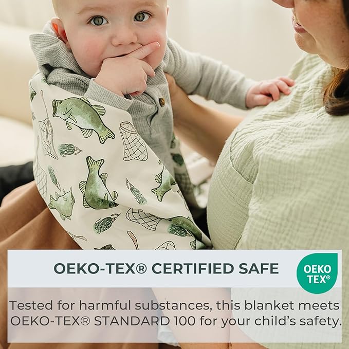 Pobibaby Premium Baby Blanket, Soft Stretchy Quilt for Babies, Toddlers, Kids (Gone Fishing)