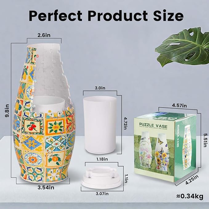 3D Puzzle Vase for Adults, 3D Puzzle Vases for Flowers, 152 Pcs 3D Puzzles Art Vase for Kids Ages 8-13, Cute Unique Flower Vases Decoration with Night Light, Crafts for Adults(Grid)